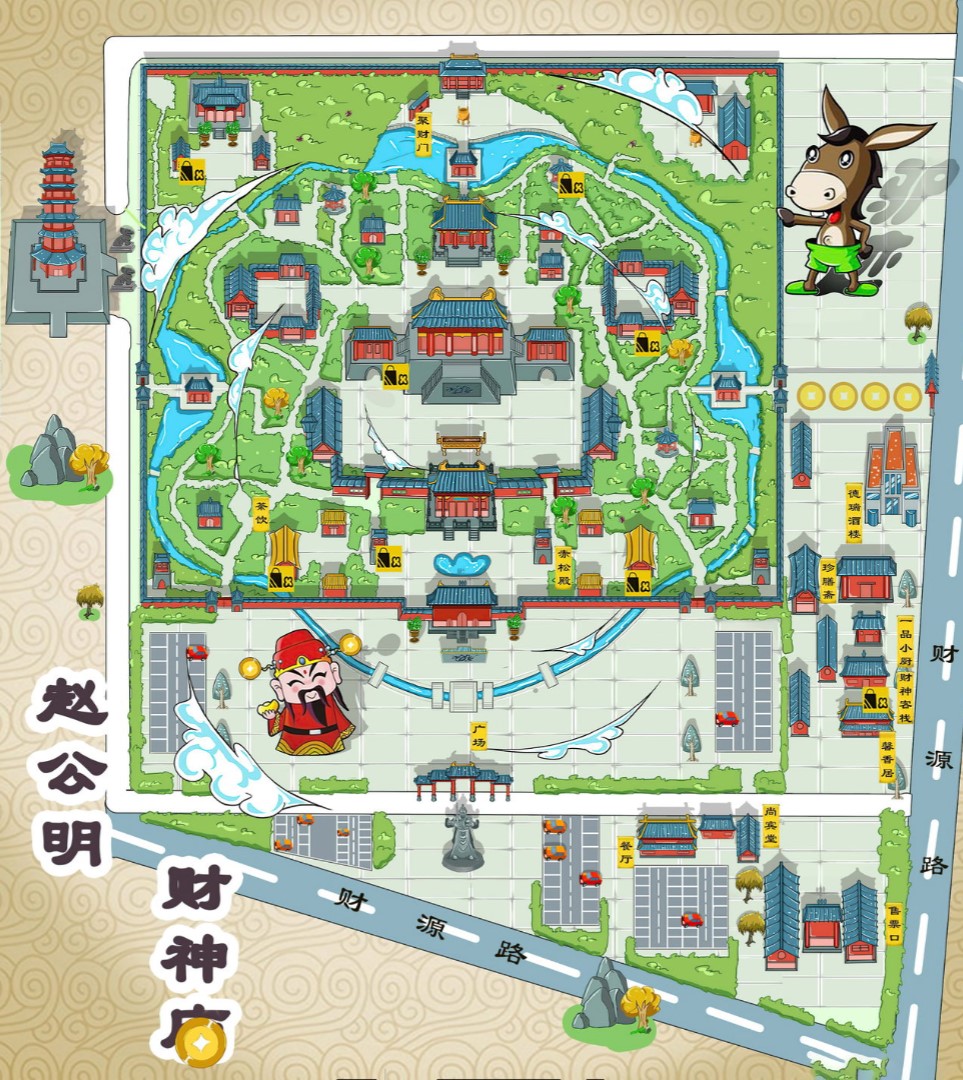商城寺庙类手绘地图